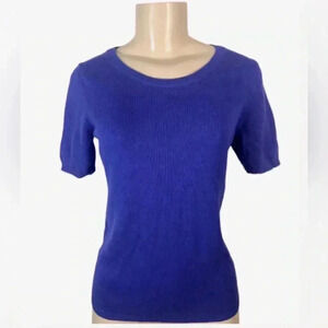 GAP SWEATER CAP SHORT SLEEVE SWEATER VIOLET BLUE CREW NECK  SIZE SMALL
